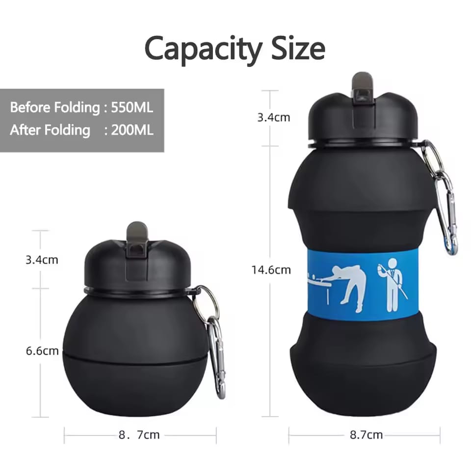 New invention silicon foldable Sports Billiards Ball Water Bottle