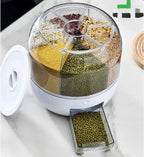 *Rotatable Airtight Rice Dispenser with 6-Portion Storage - Waterproof & Moisture-Proof Kitchen Storage Solution*