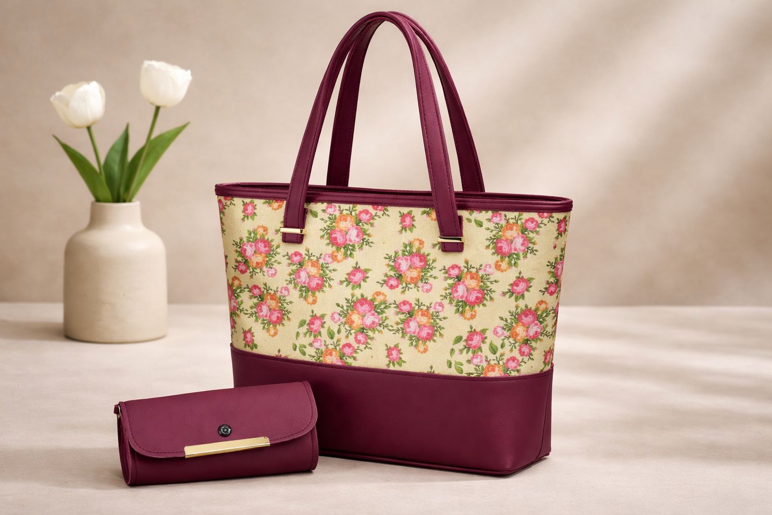 High Quality Printed 2 Piece Tote Bag With Wallet

Material Canvas And Regzine