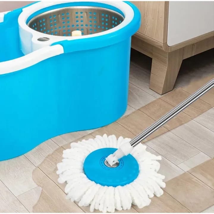 *Spin Mop - Easy Spin Magic Mop Set - 360 Degree Microfiber Mop Head Home Clean Tool* 
 

 *( Steel Bucket🤩 )_*