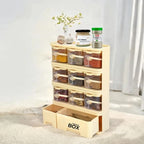 9 in 1  Storage Box Condiments & Spice Rack With 9 Spice Jars And Spoons - each jar Capacity 500ml
*Random Colors*