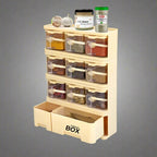9 in 1  Storage Box Condiments & Spice Rack With 9 Spice Jars And Spoons - each jar Capacity 500ml
*Random Colors*