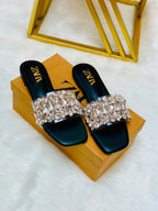 _*New Arrival*_

_*Zara Rhinestone Embellished Stone Flat Slipper*_

Size :- 36 To 41
Colour :- Black, Fawn, T-Pink
With Brand Box 📦