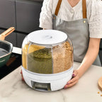 *Rotatable Airtight Rice Dispenser with 6-Portion Storage - Waterproof & Moisture-Proof Kitchen Storage Solution*