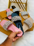 _*New Arrival*_

_*Zara Rhinestone Embellished Stone Flat Slipper*_

Size :- 36 To 41
Colour :- Black, Fawn, T-Pink
With Brand Box 📦